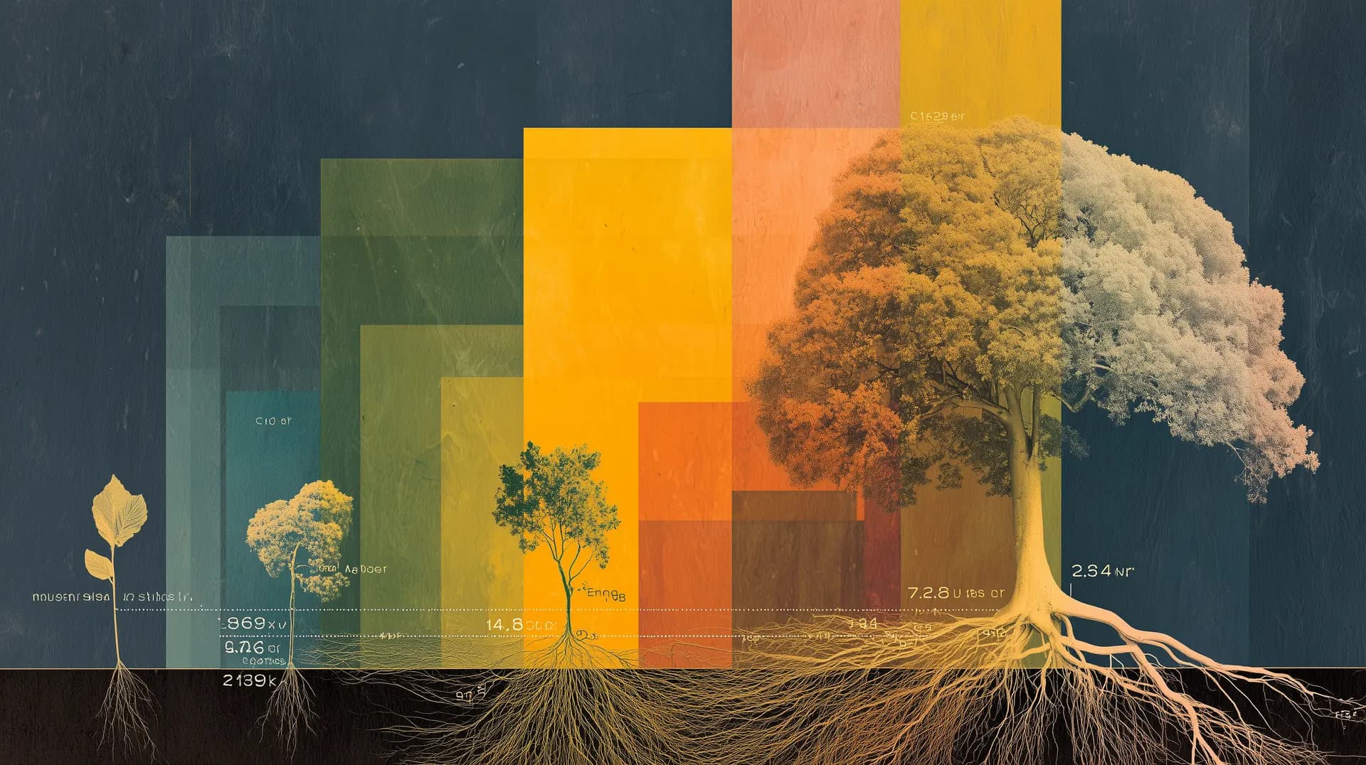 Three plants showing growth tiers